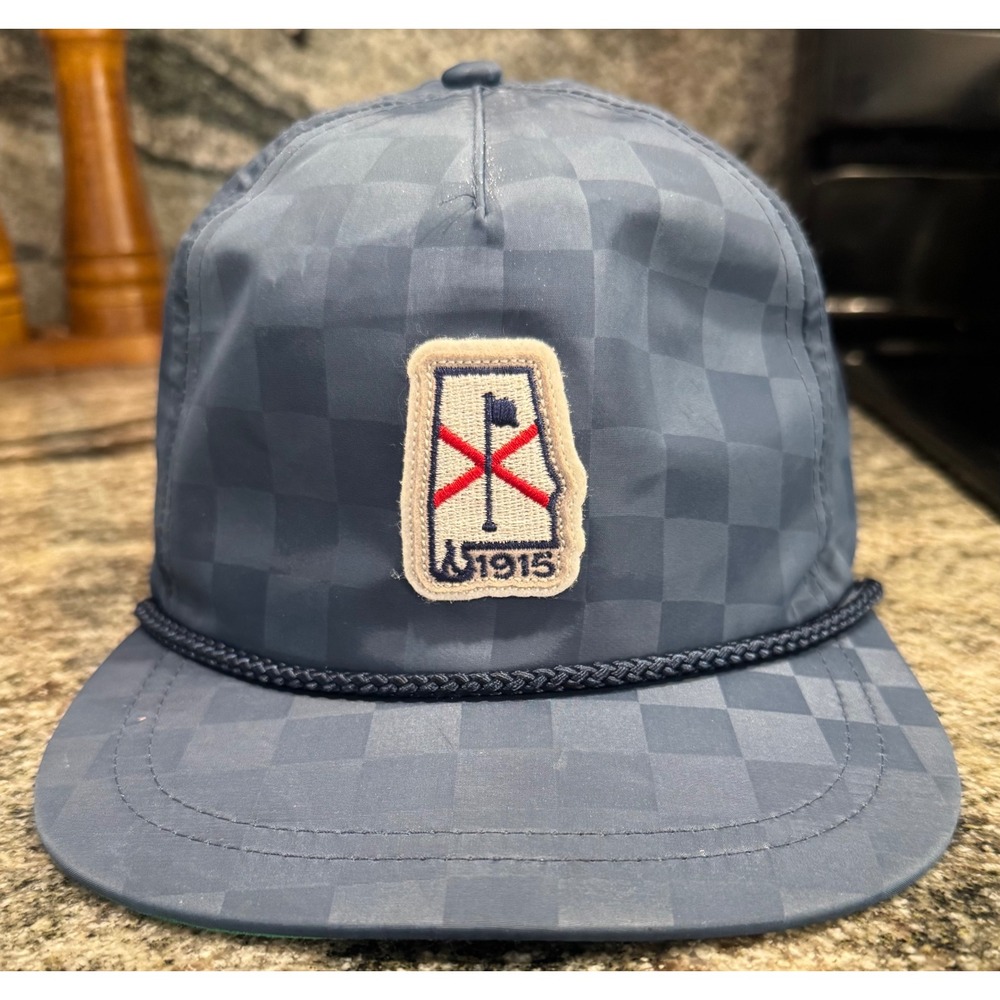 Imperial Golf Hat 1915 Patch Rope Tonal Checkered Blue Adjustable Mens OSFM